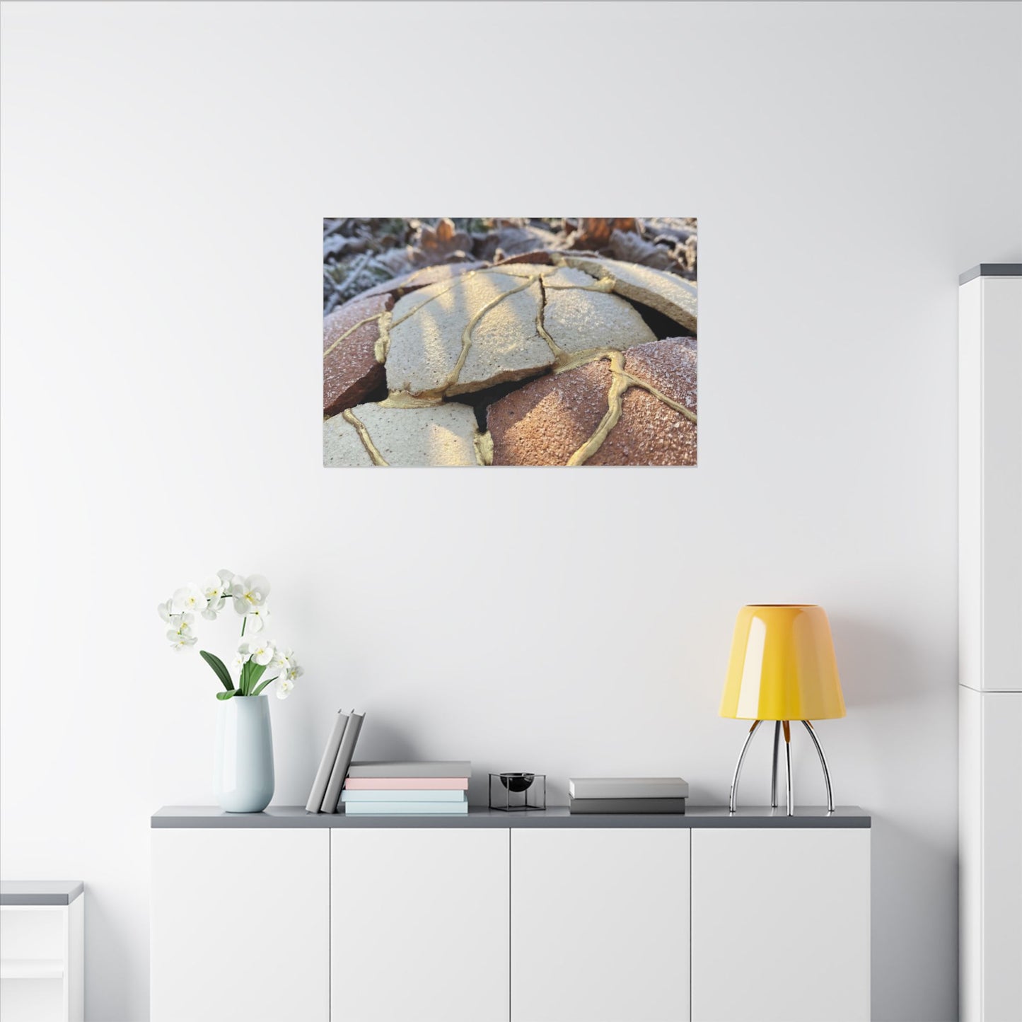 Broken Pottery Crackle Gold Canvas Art | Healing Kintsugi Art