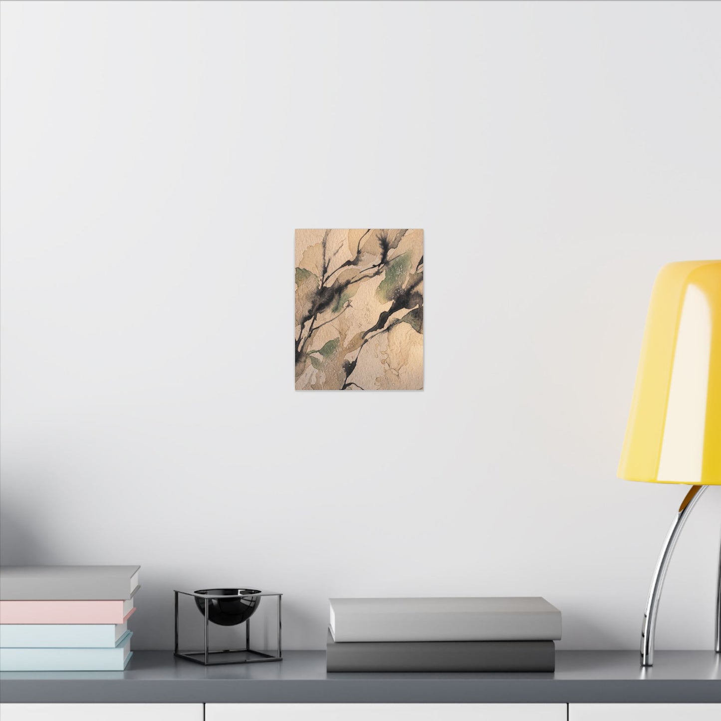 Japandi Shadow Play in Golden Hour | Watercolor Canvas Art