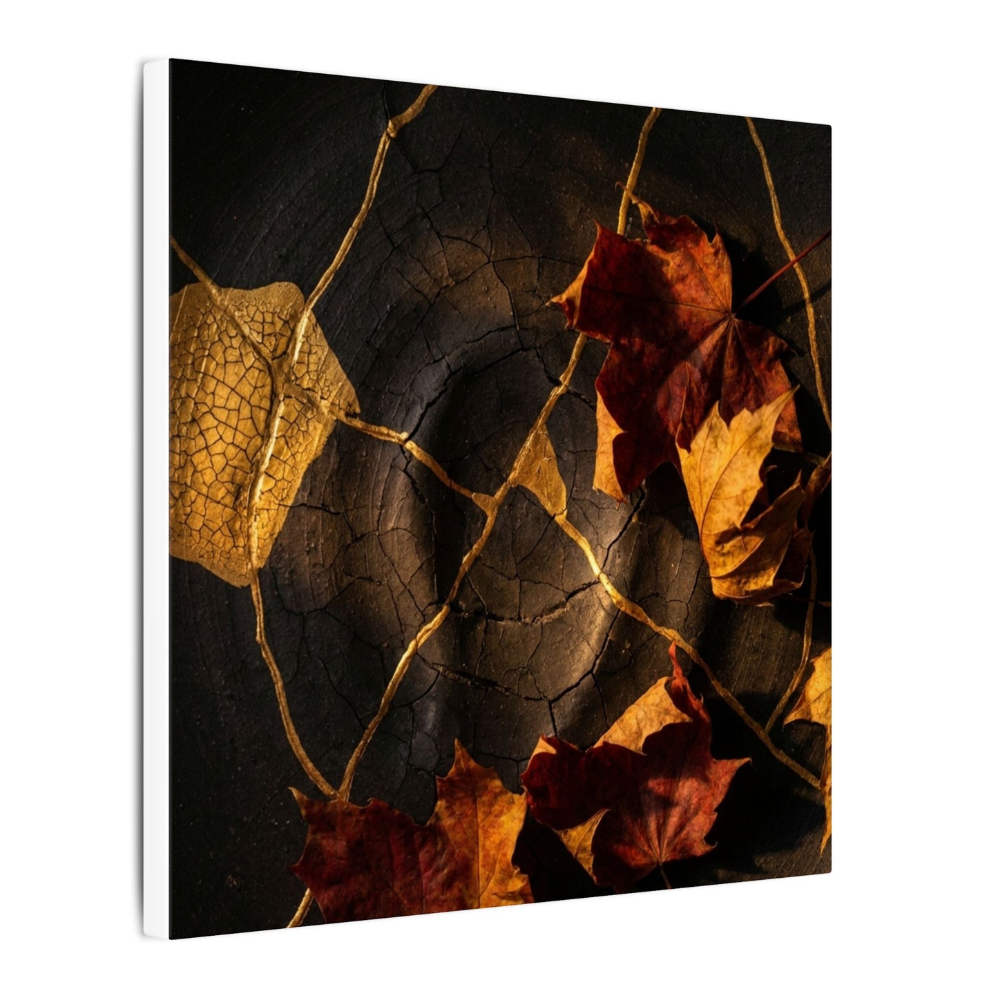 Resilient Shadow Play Canvas Art - Crackle Gold Kintsugi