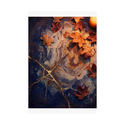 Kintsugi Rust Patina in Candlelight | Gold Vein Wall Art Print