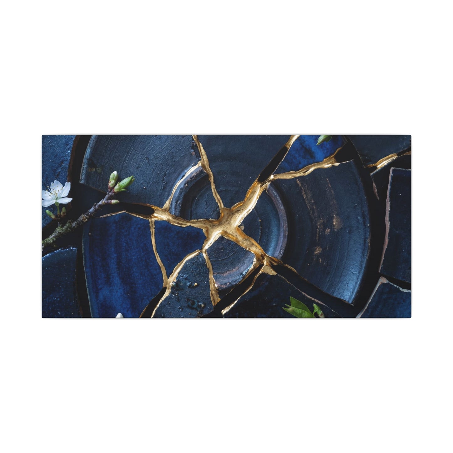 Moonlight Broken Pottery Canvas Art - Kintsugi Fukinsei