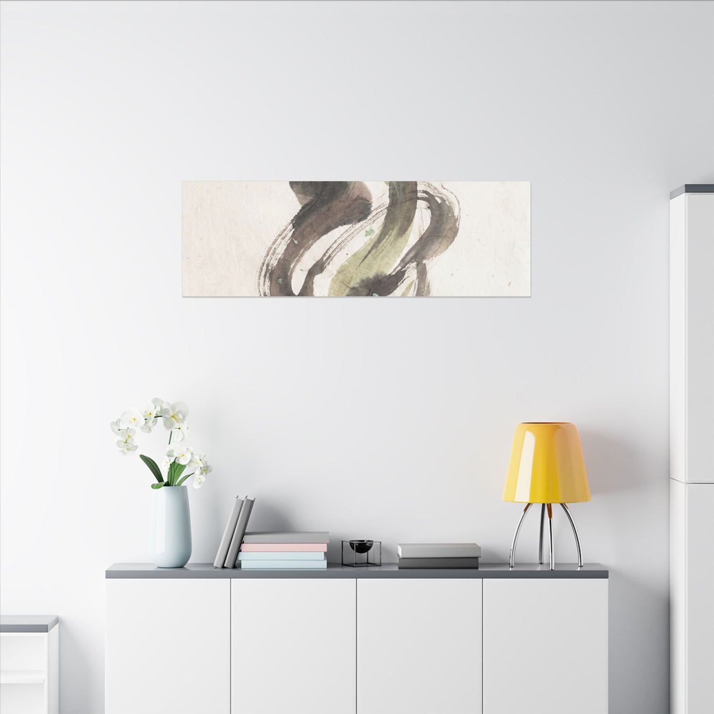 Ink Brushstroke Canvas Art | Spring Japandi Japanese Pattern Art