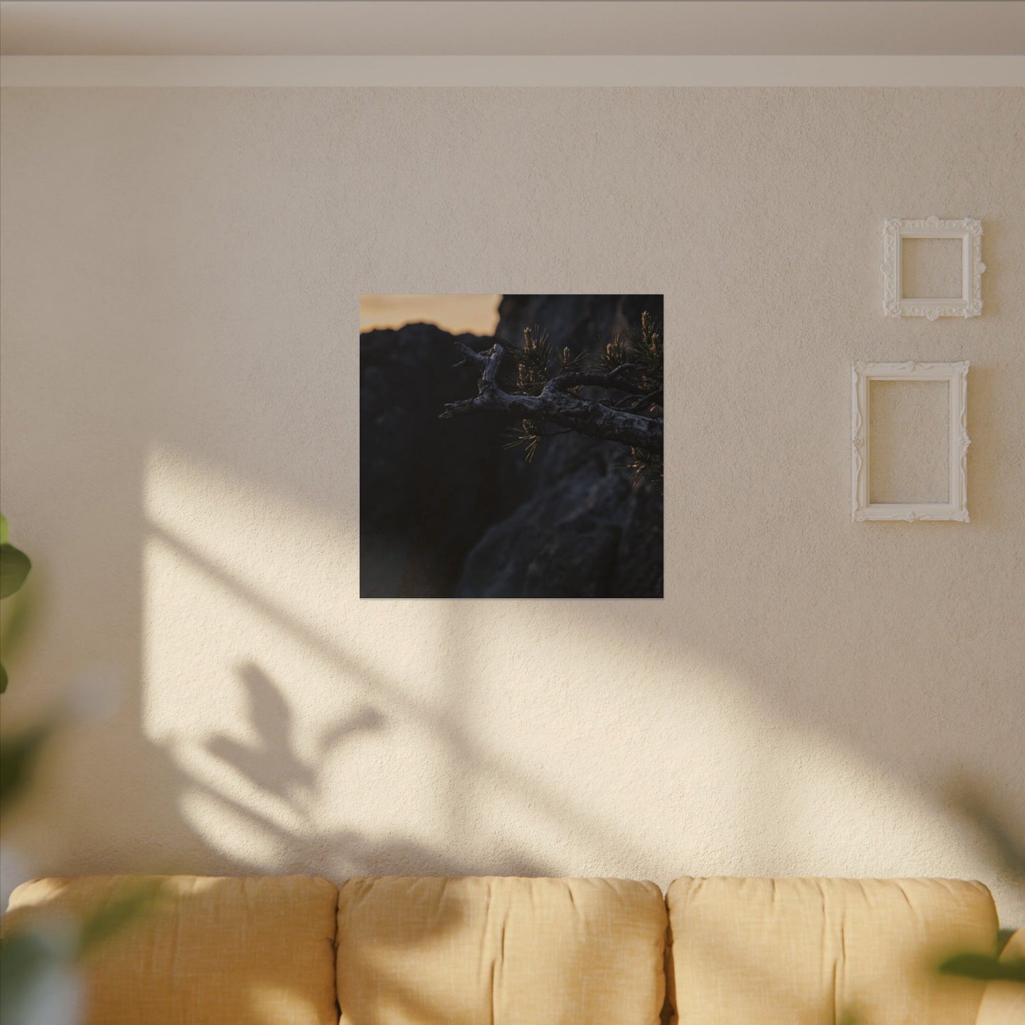 Pine Tree Moody Minimal Canvas Art | Sophisticated Dark Japandi Art