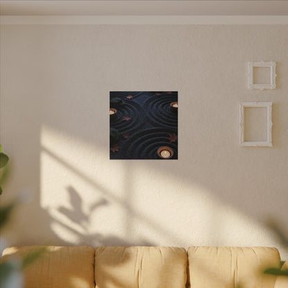 Seijaku Rock Garden Canvas Art - Dark Japandi Dark Texture