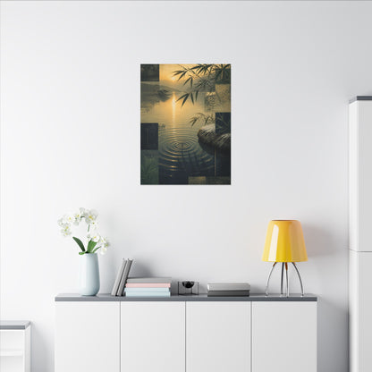 Zen Water Ripple in Golden Hour | Ukiyo E Inspired Canvas Art