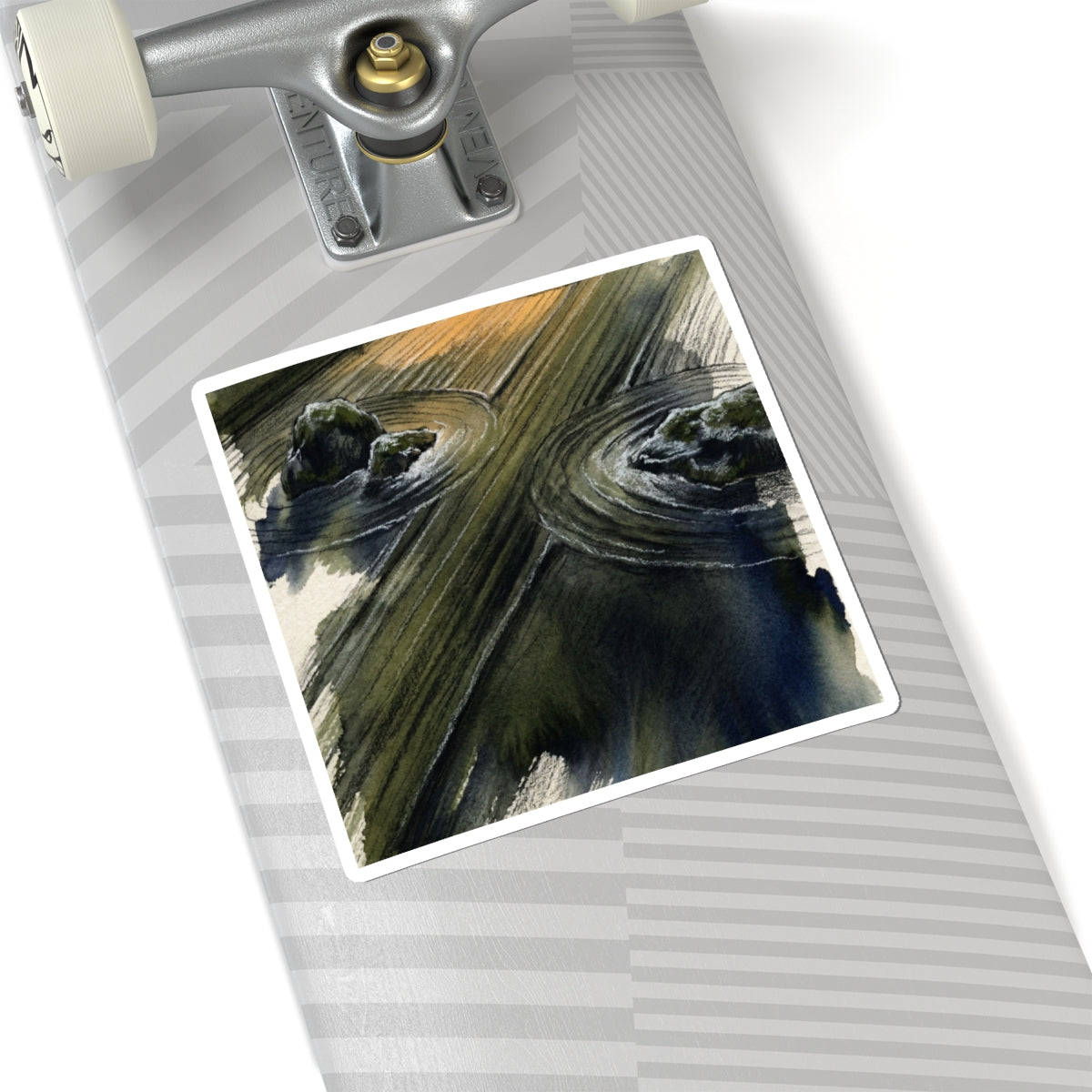 Sophisticated Rock Garden Sticker - Charcoal Ink Dark Japandi