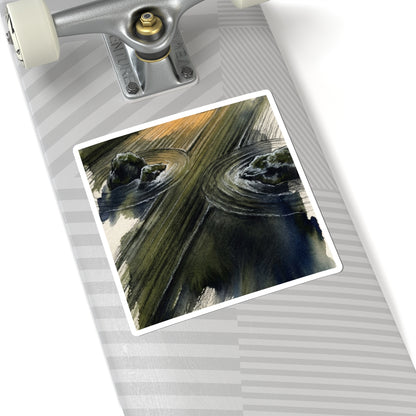 Sophisticated Rock Garden Sticker - Charcoal Ink Dark Japandi