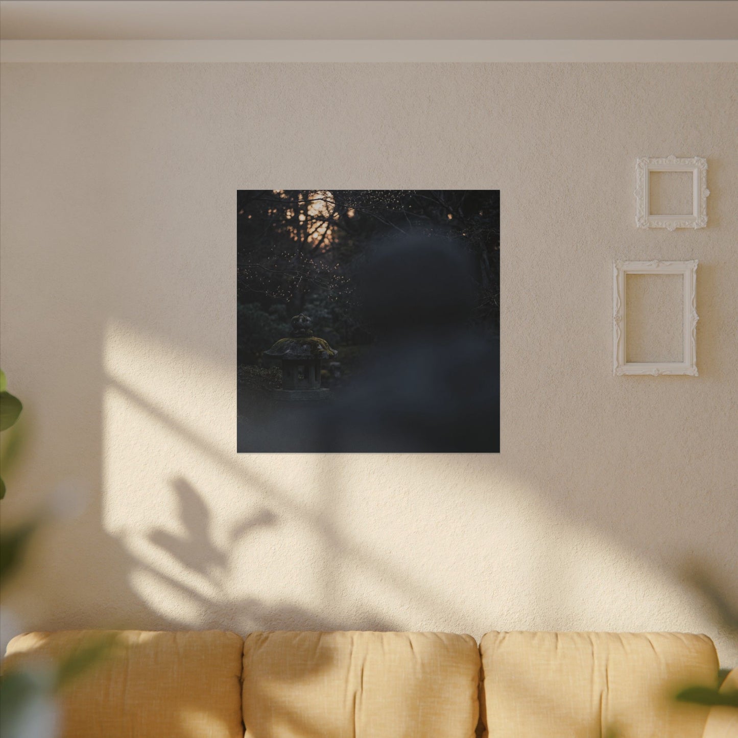 Spring Stone Lantern Moody Minimal Canvas Art | Bold Decor