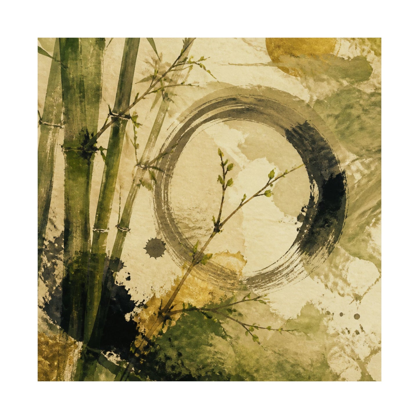 Spring Ink Brushstroke Sumi E Wall Art Print | Serene Decor