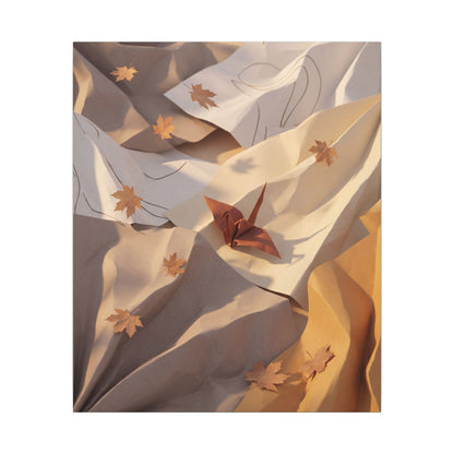Autumn Paper Fold Minimal Line Canvas Art | Cozy Decor