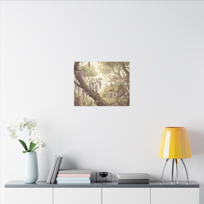 Summer Wisteria Mushroom Illustration Canvas Art | Enchanting Decor