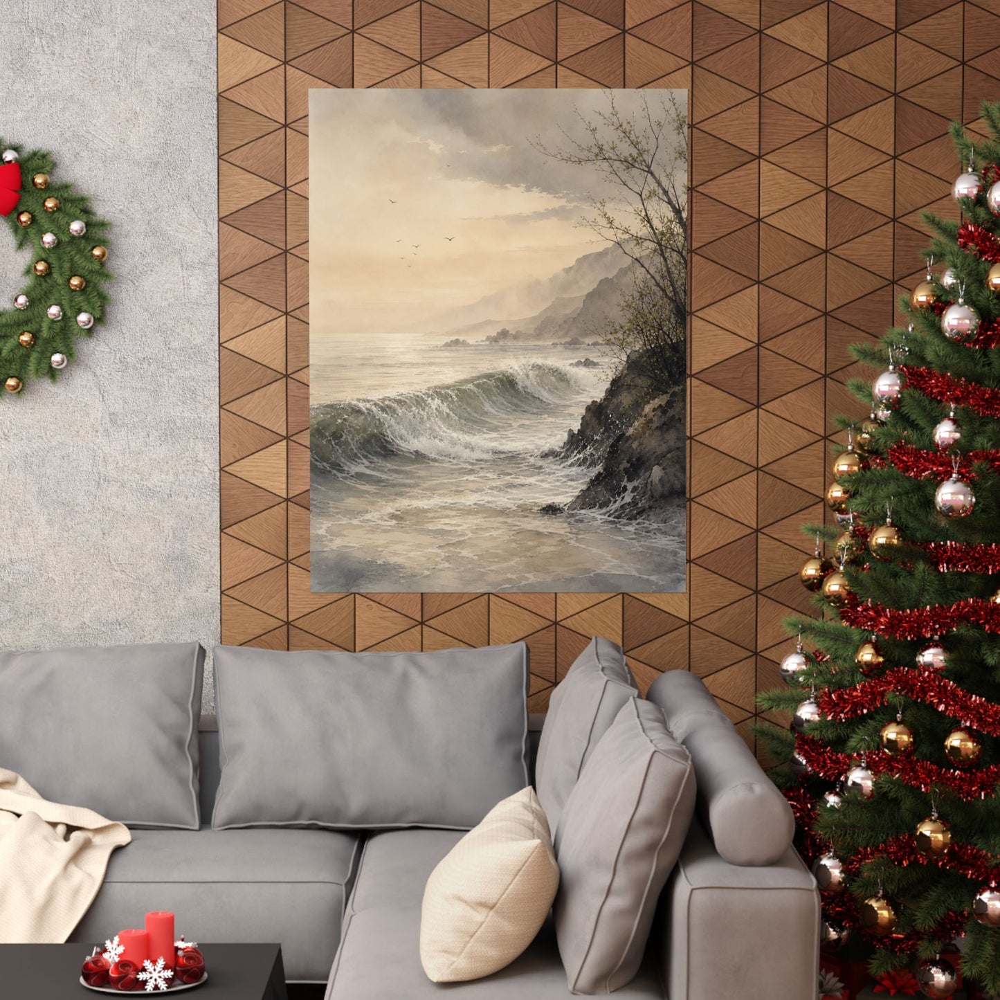 Warm Ocean Wave Wall Art Print - Watercolor Japandi