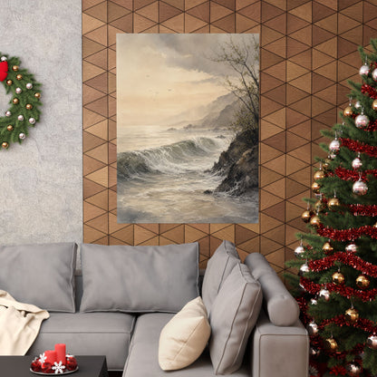 Warm Ocean Wave Wall Art Print - Watercolor Japandi