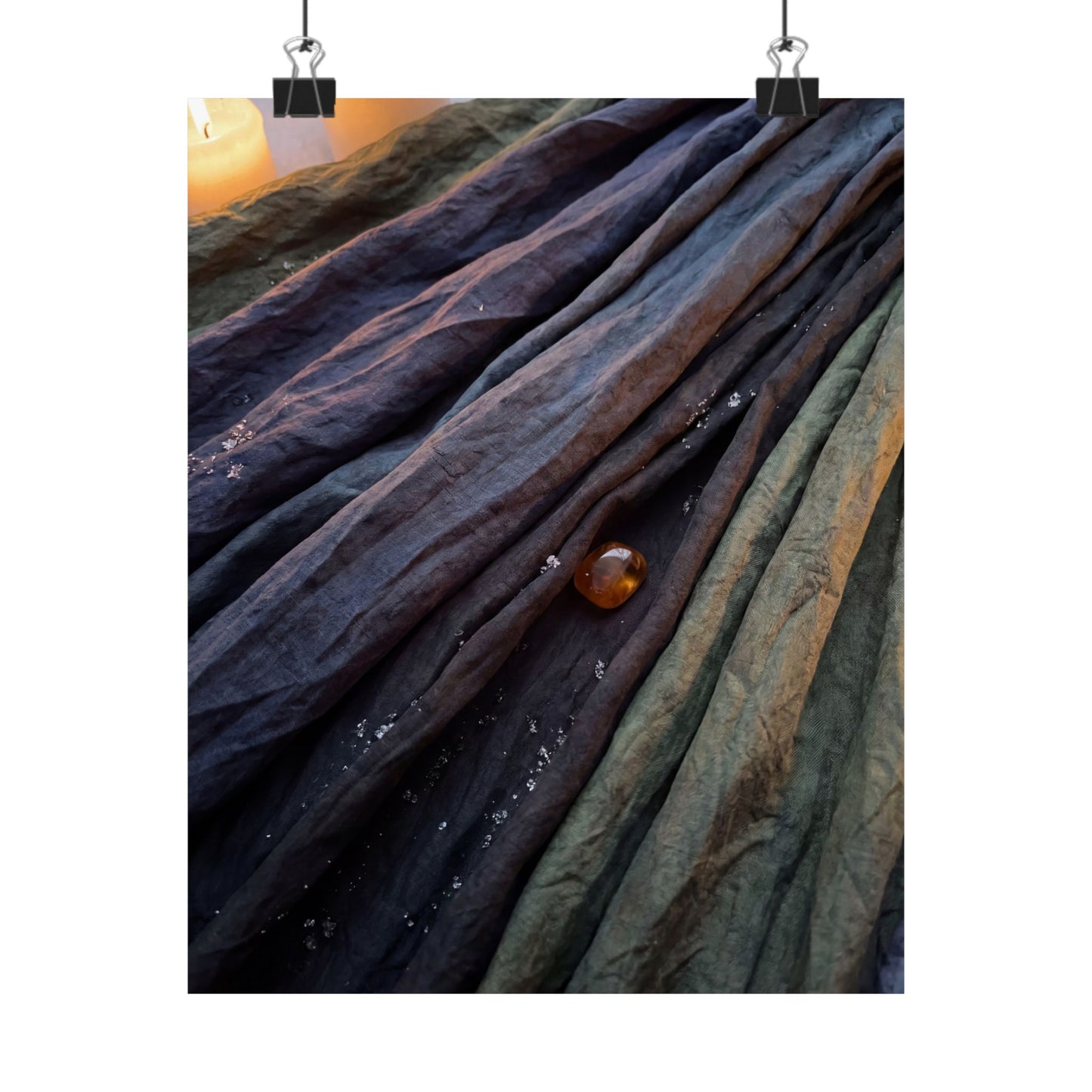 Dark Japandi Silk Drape in Candlelight | Shadow Zen Wall Art Print