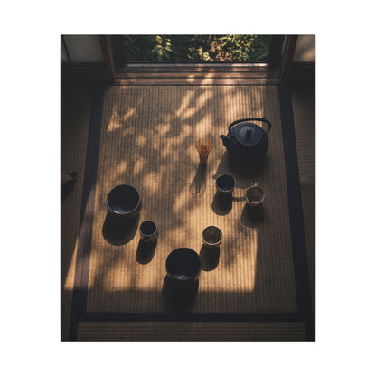 Shibui Tea Ceremony Canvas Art - Dark Japandi Shadow Zen