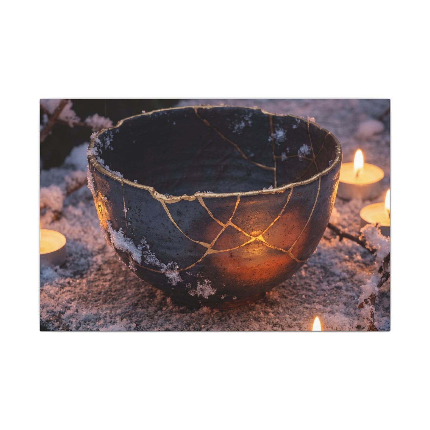 Ceramic Bowl Gold Repair Canvas Art | Beautiful Kintsugi Art