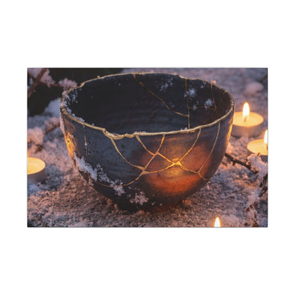 Ceramic Bowl Gold Repair Canvas Art | Beautiful Kintsugi Art