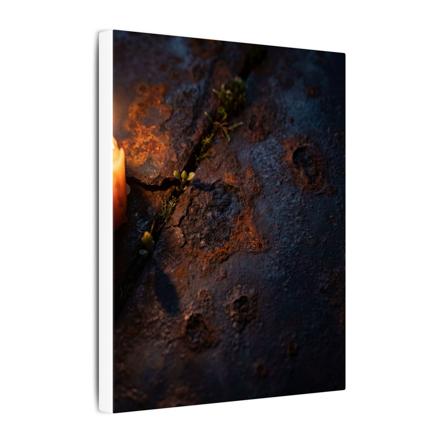 Candlelight Rust Patina Canvas Art - Dark Japandi Ma