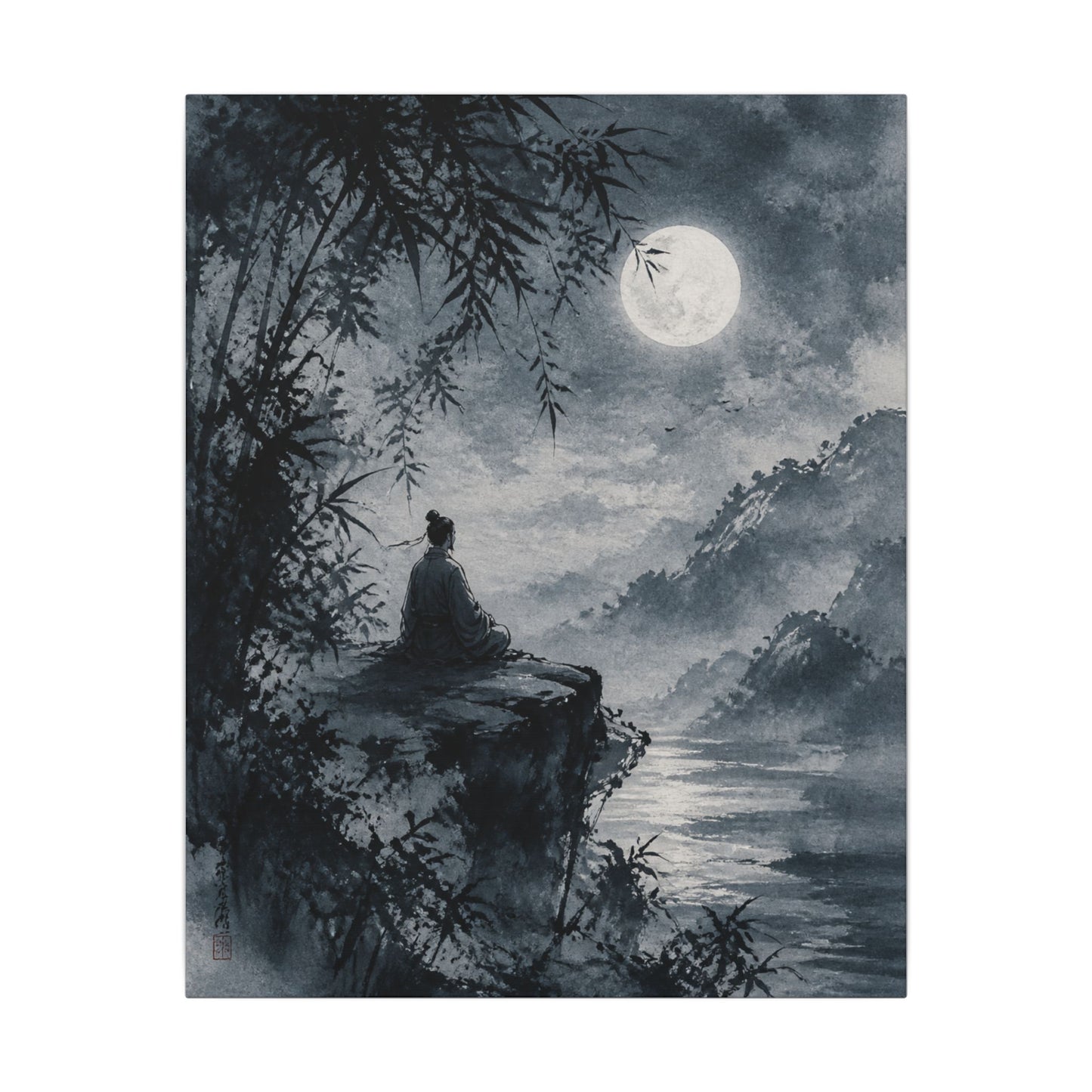 Ink Brushstroke Sumi E Canvas Art | Serene Zen Art