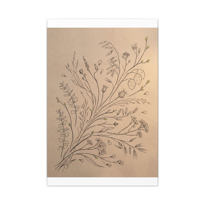 Dried Flowers Canvas Art | Spring Japandi Minimal Line Art