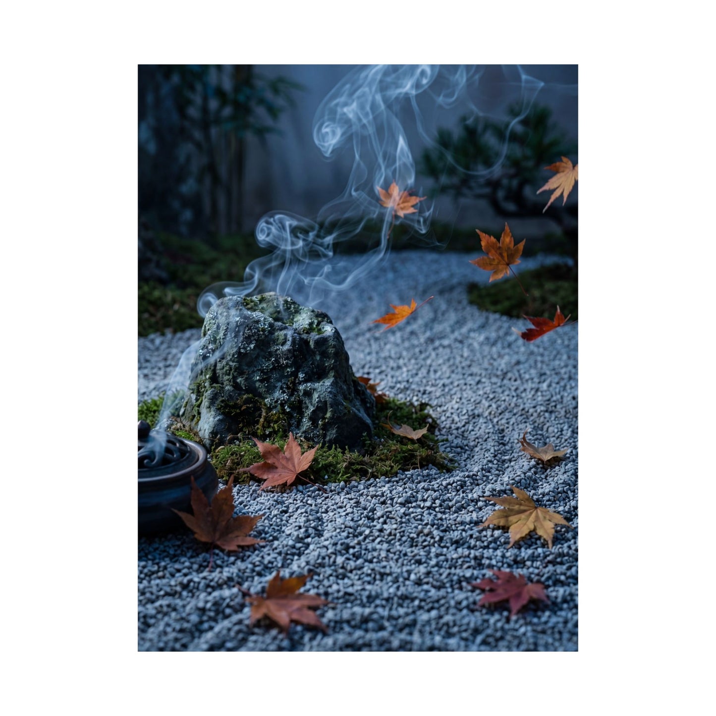 Incense Smoke Autumn Wall Art Print | Zen Peaceful Design