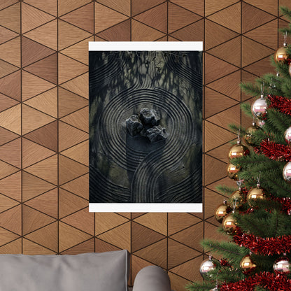 Winter Rock Garden Dark Texture Wall Art Print | Atmospheric Decor