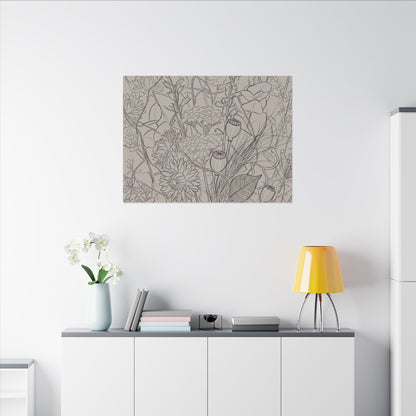 Summer Dried Flowers Minimal Line Canvas Art | Elegant Decor
