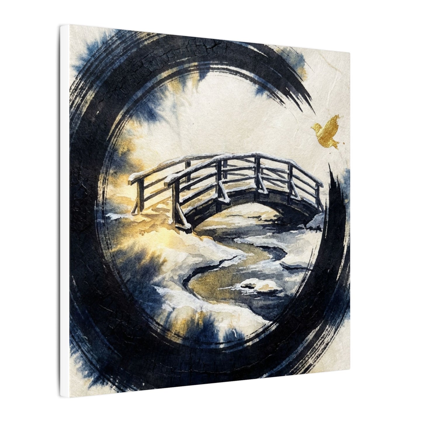 Autumn Ink Brushstroke Karesansui Canvas Art | Peaceful Decor