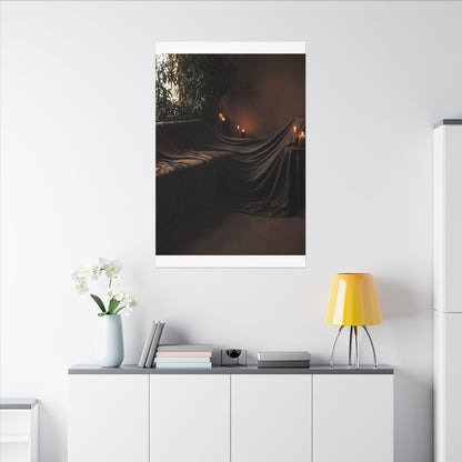 Candlelight Silk Drape Canvas Art - Dark Japandi Ma