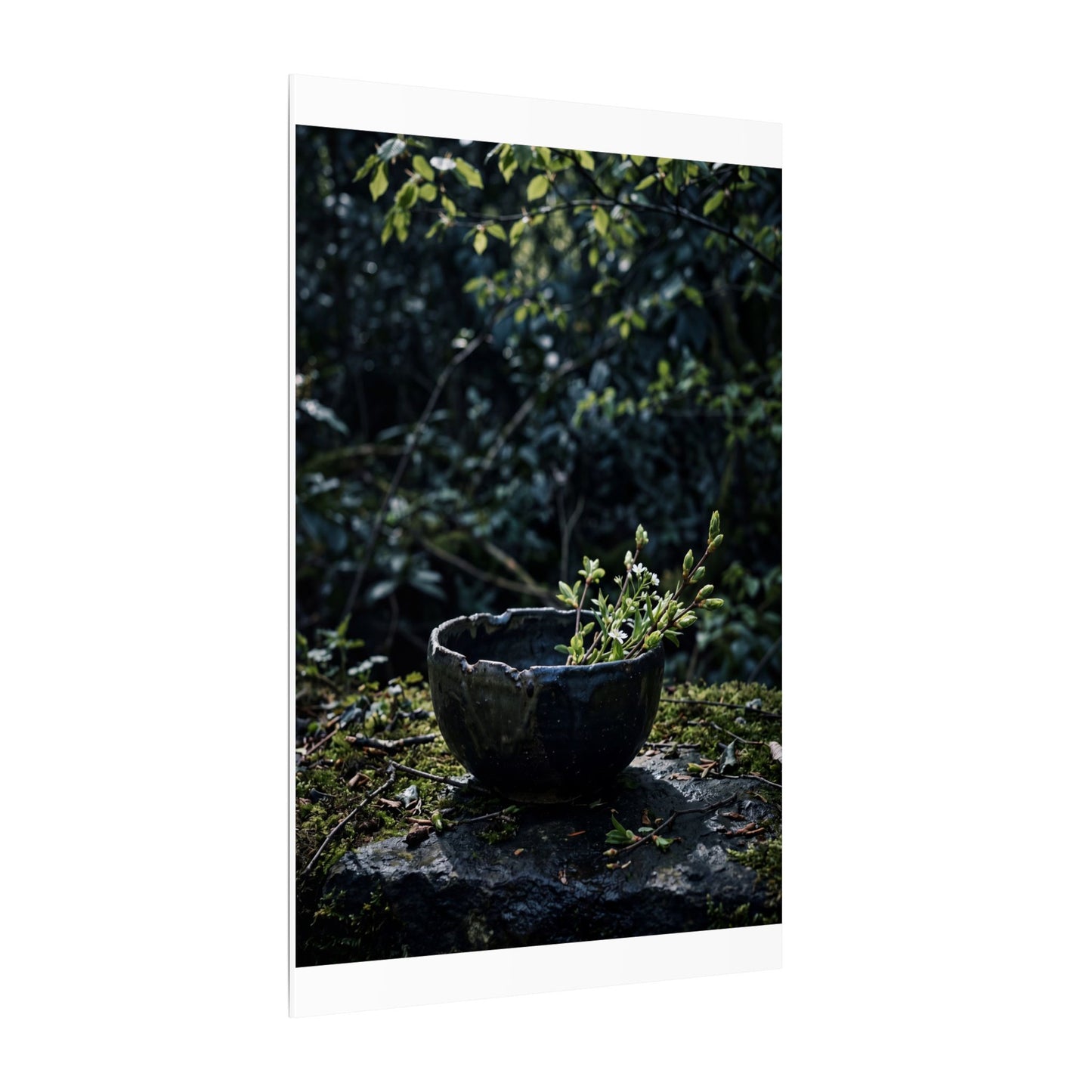 Dappled Ceramic Bowl Canvas Art - Dark Japandi Datsuzoku