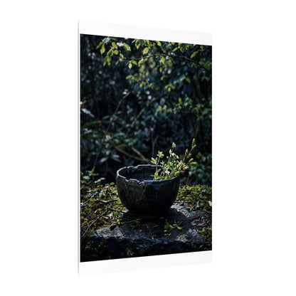 Dappled Ceramic Bowl Canvas Art - Dark Japandi Datsuzoku