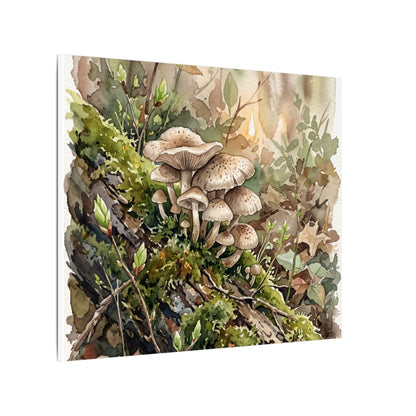 Wild Mushrooms Canvas Art | Spring Japandi Watercolor Art