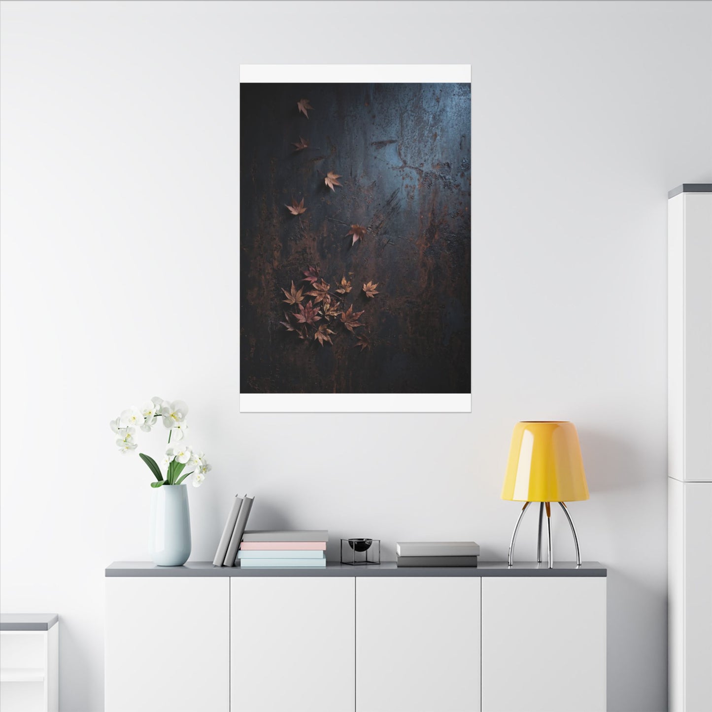 Moonlight Rust Patina Canvas Art - Dark Japandi Mono No Aware