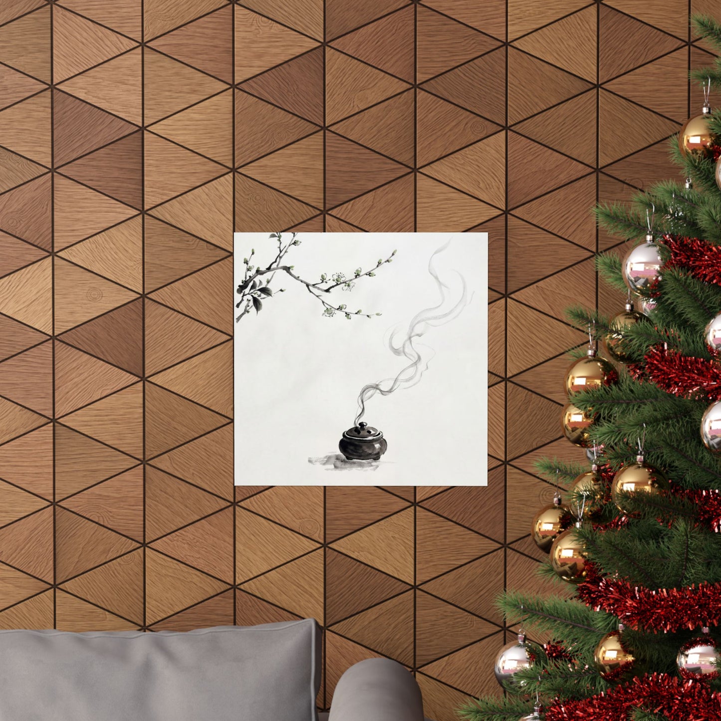 Ma Incense Smoke Wall Art Print - Zen Sumi E
