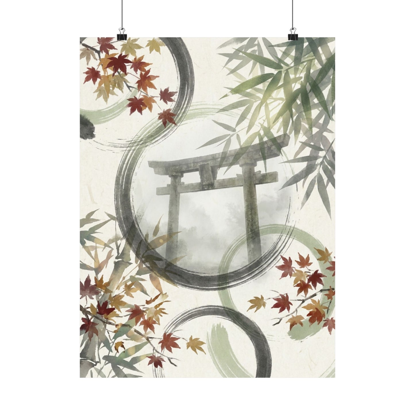 Peaceful Torii Gate Wall Art Print - Enso Zen
