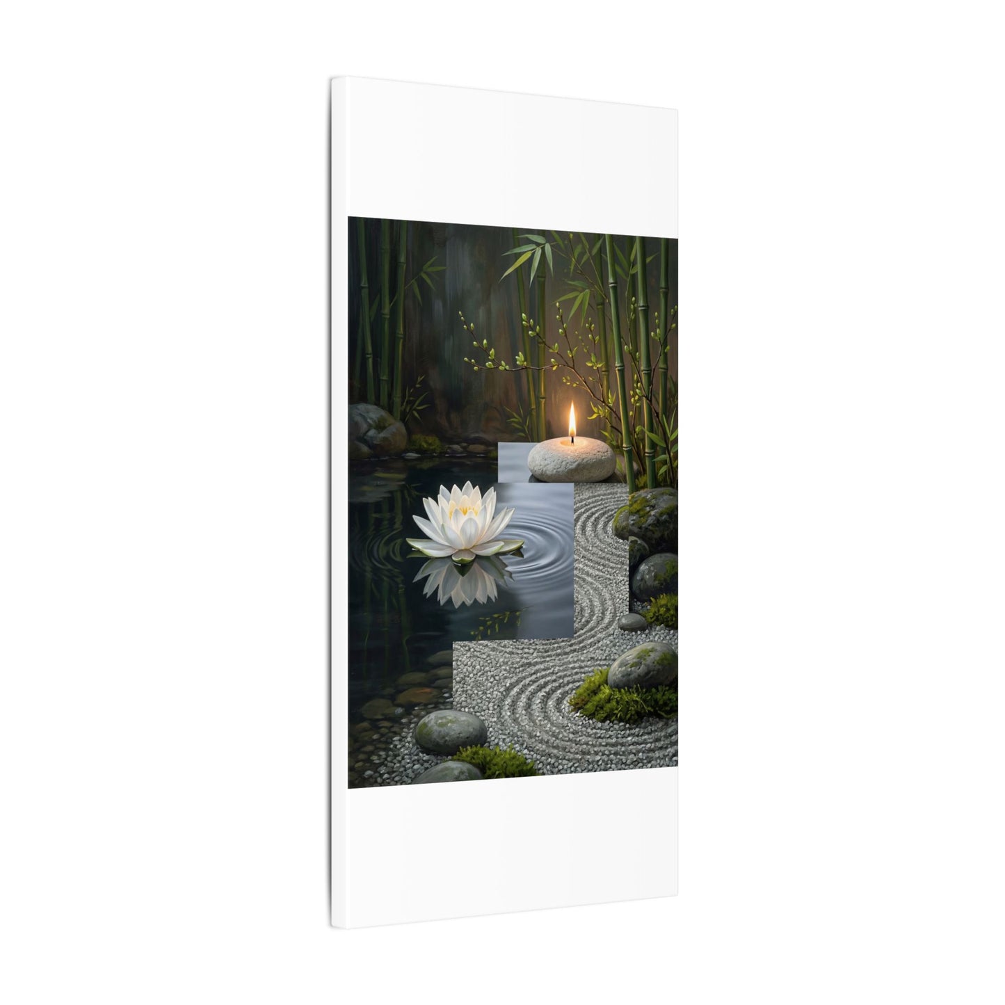 Candlelight Lotus Flower Canvas Art - Zen Kanso