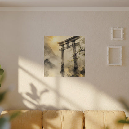 Spring Torii Gate Sumi E Canvas Art | Tranquil Decor