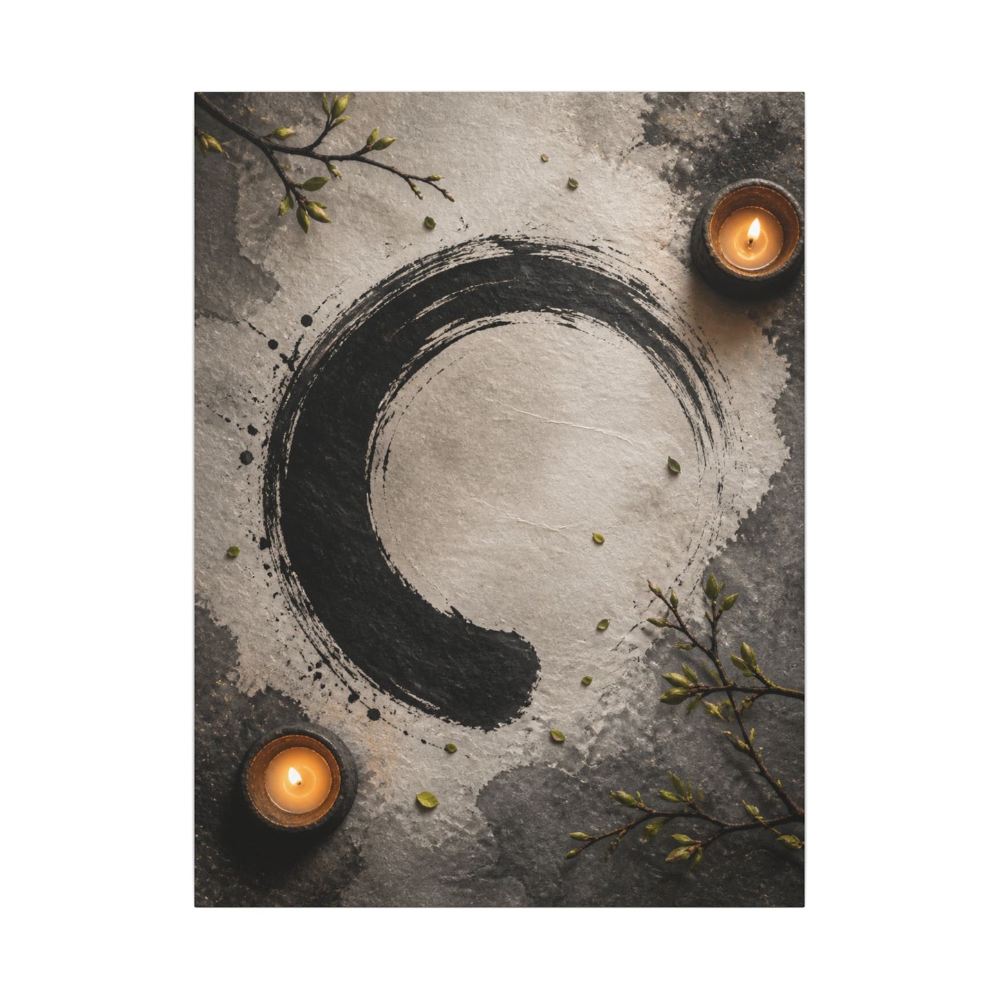 Candlelight Ink Brushstroke Canvas Art - Zen Ma