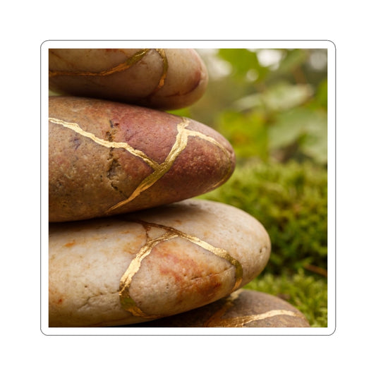 Beautiful River Stones Sticker - Crackle Gold Kintsugi