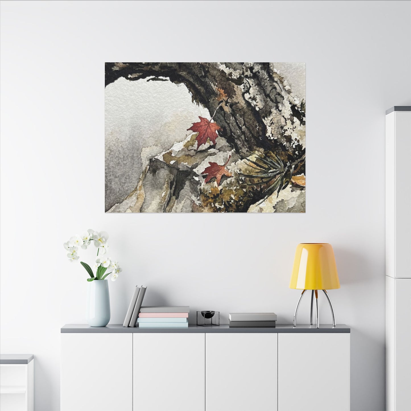 Pine Tree Autumn Canvas Art | Japandi Earthy Design