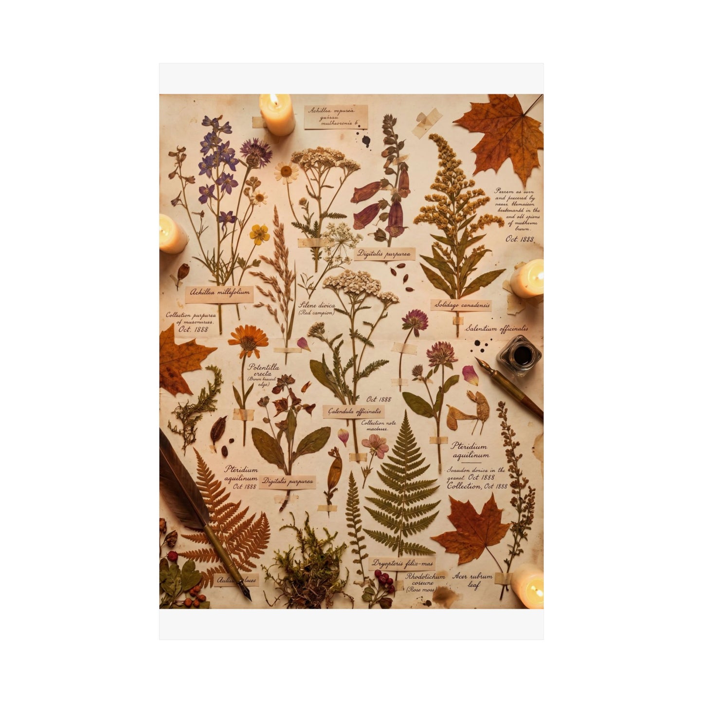 Autumn Dried Flowers Herbarium Wall Art Print | Earthy Decor
