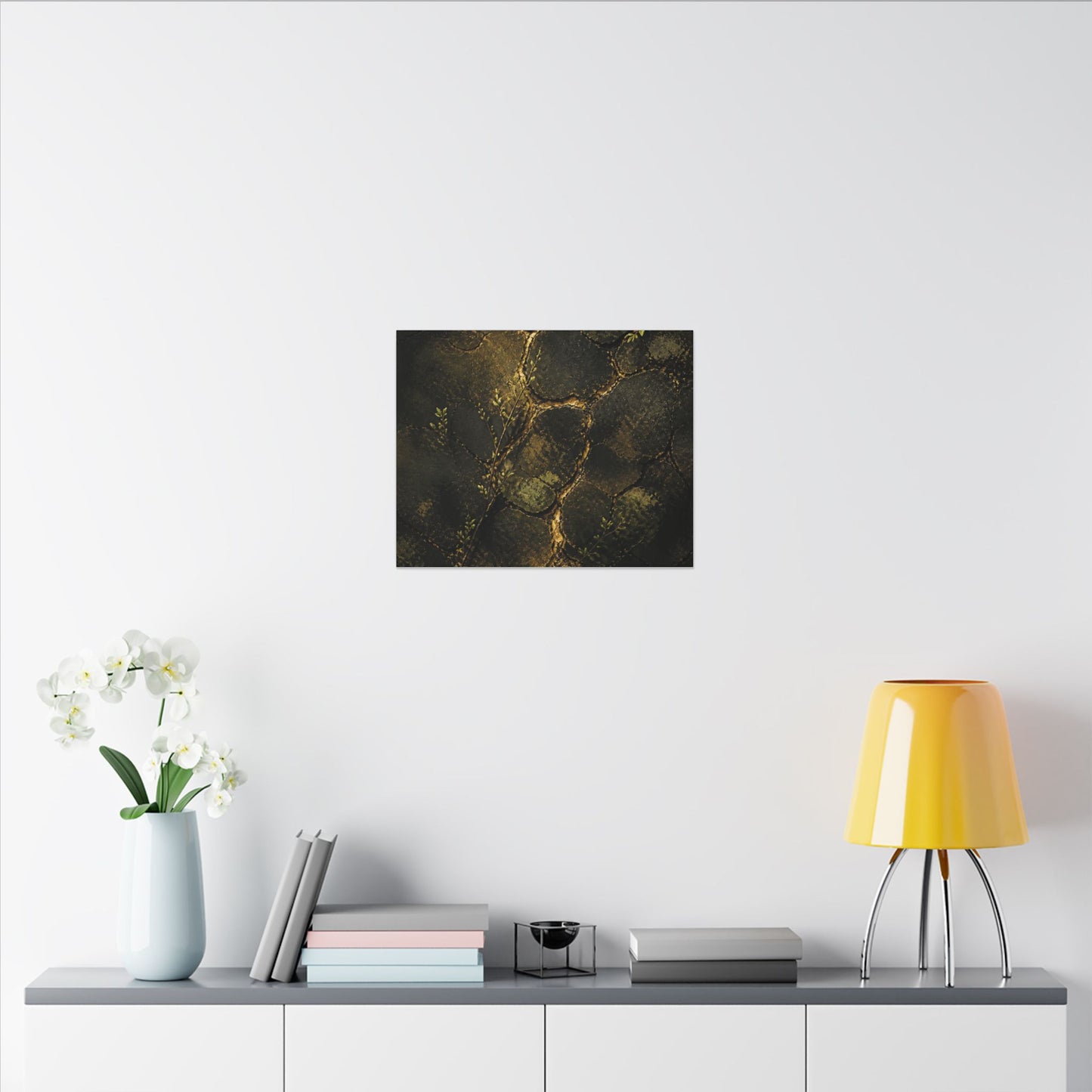 Shibui Cracked Earth Canvas Art - Dark Japandi Dark Texture
