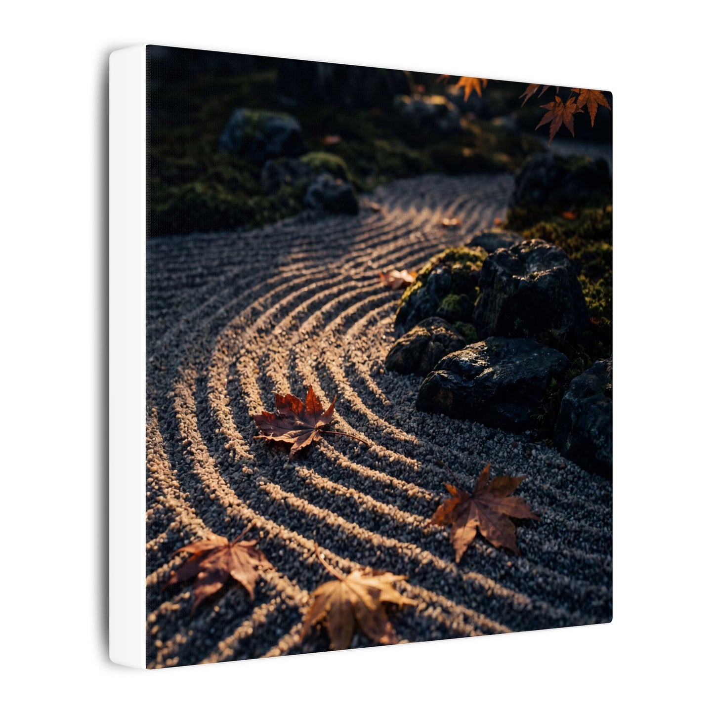 Rock Garden Moody Minimal Canvas Art | Bold Dark Japandi Art