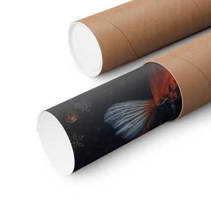 Candlelight Koi Pond Wall Art Print - Dark Japandi Datsuzoku