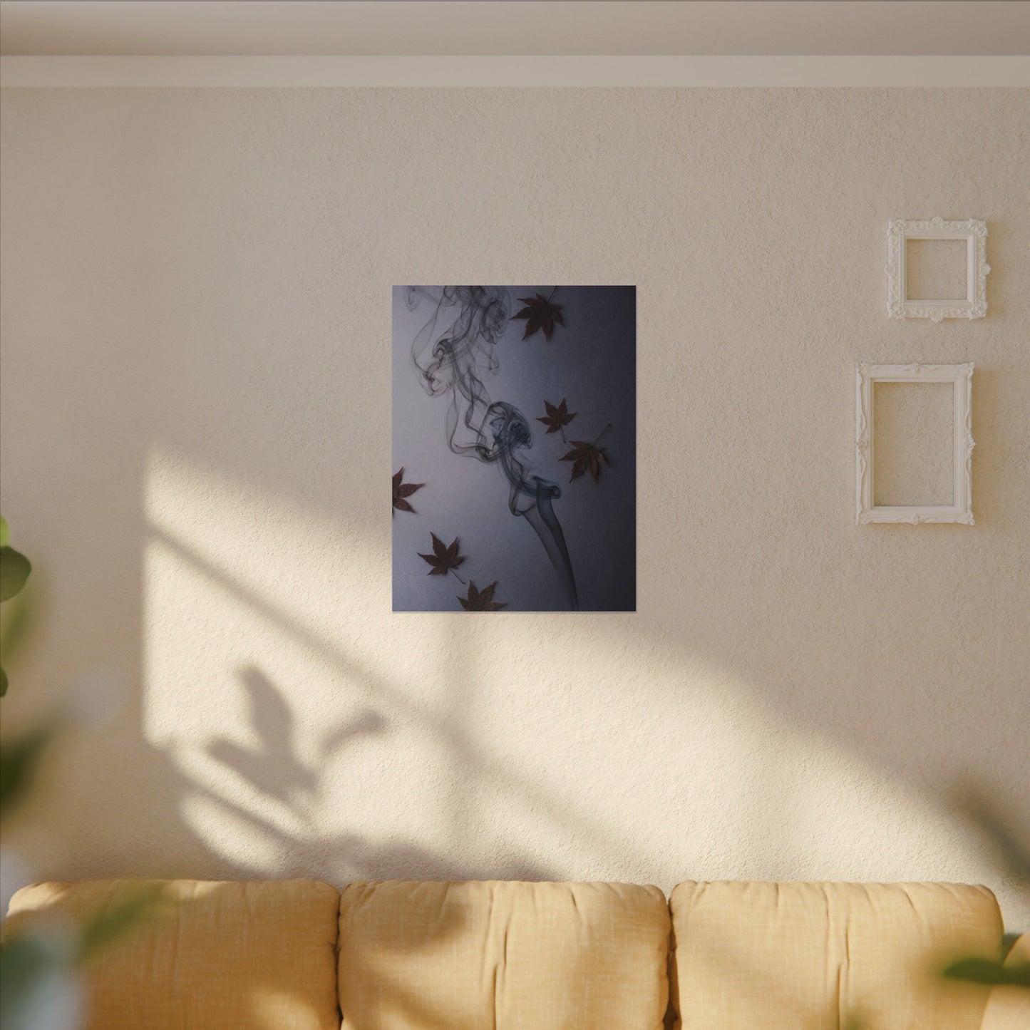 Dark Japandi Incense Smoke in Dawn | Moody Minimal Canvas Art