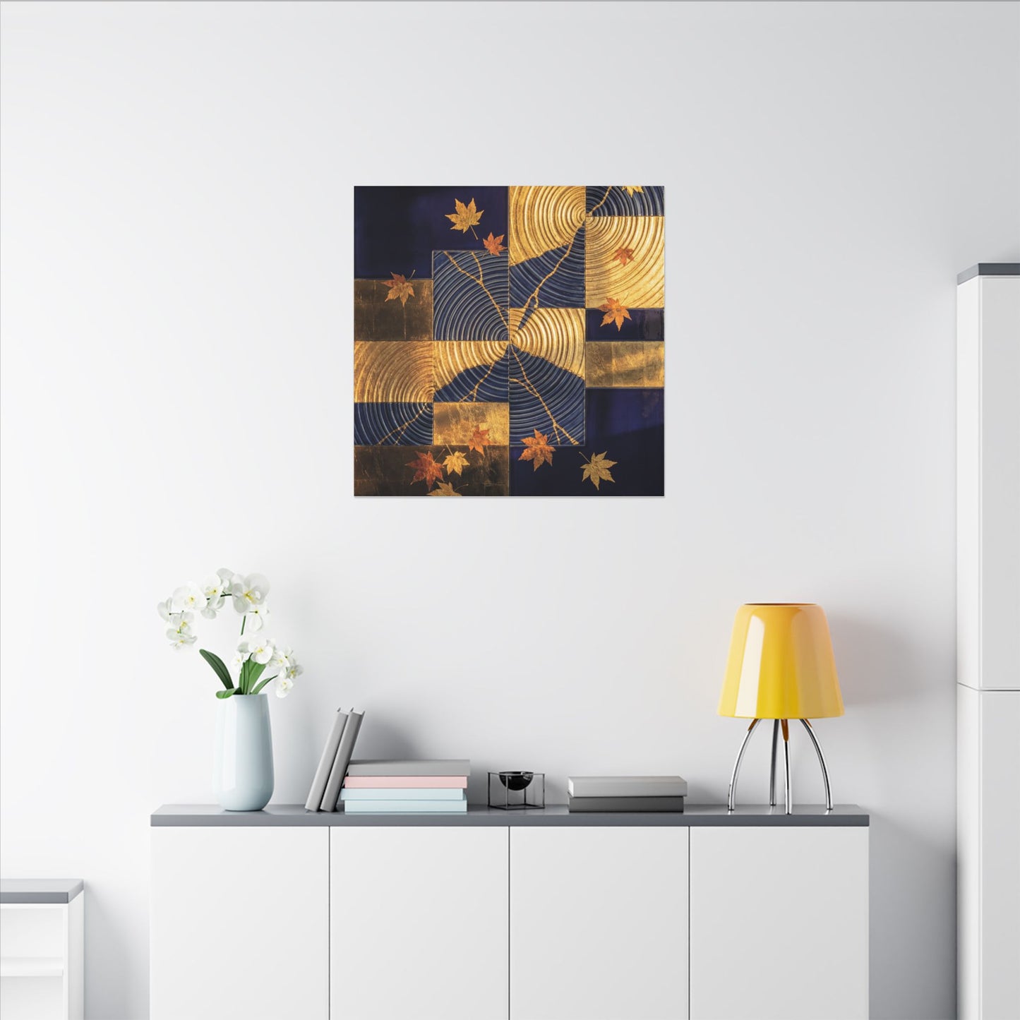 Autumn Water Ripple Crackle Gold Canvas Art | Artful Decor