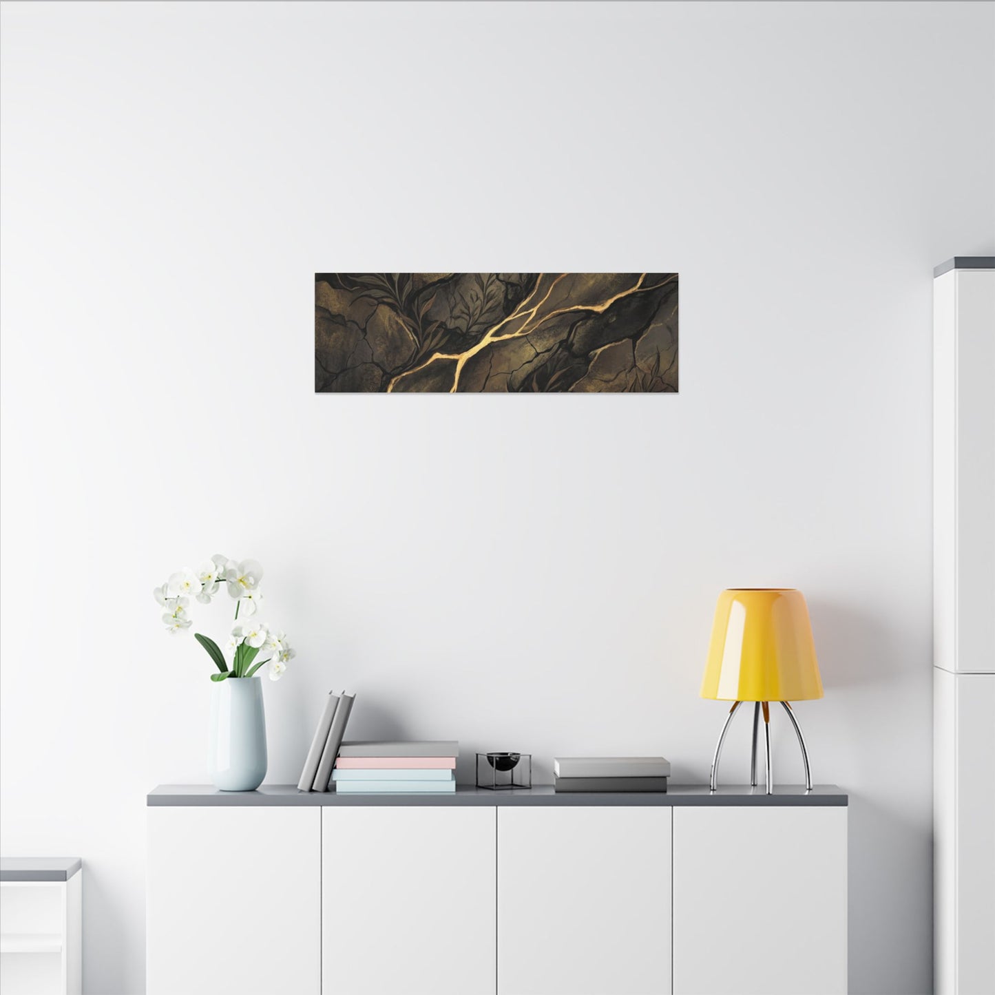 Cracked Earth Charcoal Ink Canvas Art | Bold Dark Japandi Art