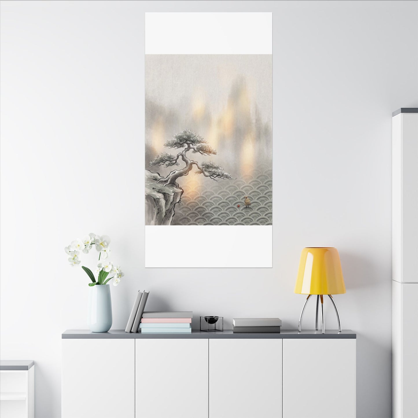 Pine Tree Canvas Art | Winter Japandi Japanese Pattern Art