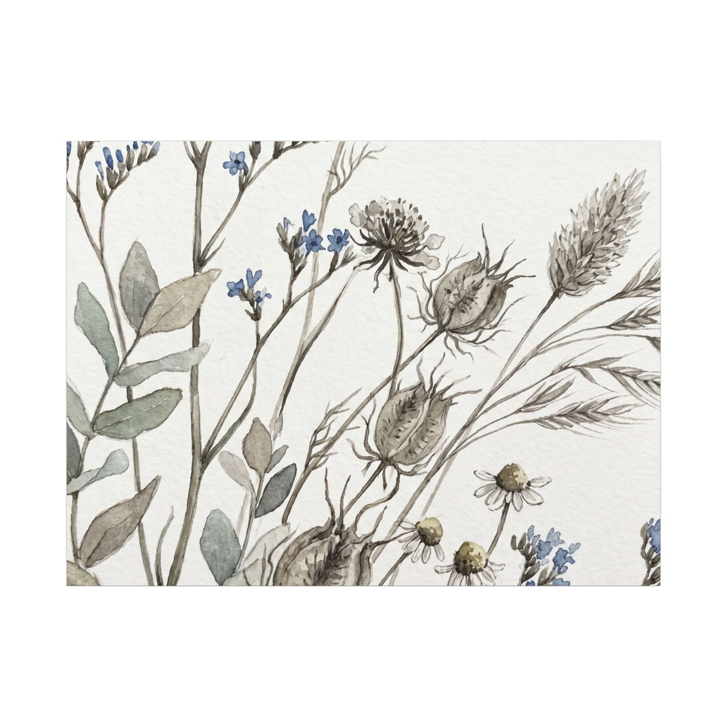 Dried Flowers Canvas Art | Summer Japandi Watercolor Art