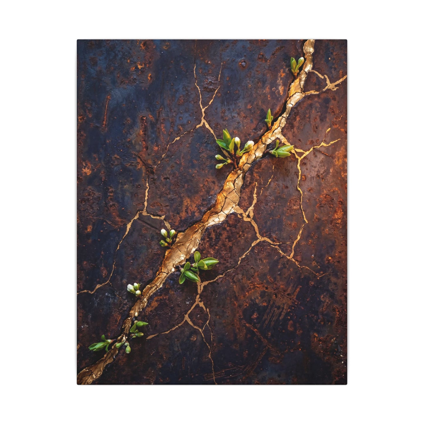 Rust Patina Spring Canvas Art | Kintsugi Resilient Design